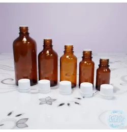 Флакон стеклянный 5, 10, 20, 30, 50, 100 мл с крышкой-капельницей белой и контролем вскрытия