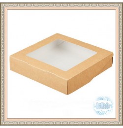 Коробка крафт с окном, 20х20х4 см
